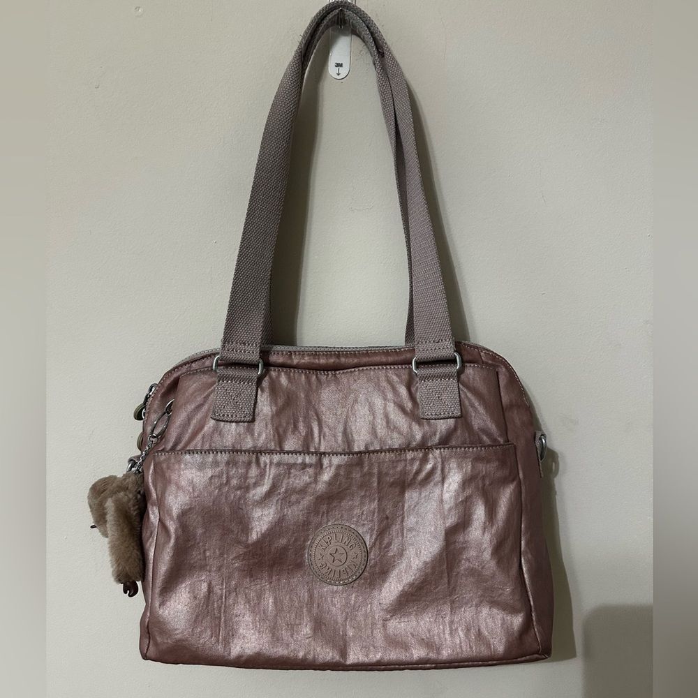 Kipling Felicity Shoulder Bag in a rose gold metallic finish